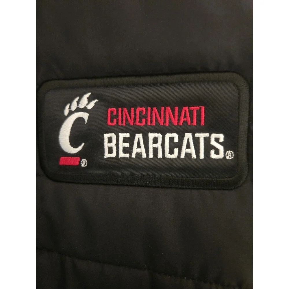 Cincinnati Bearcats Mens Small Quilted Puffer Jacket Black Full Zip NCAA